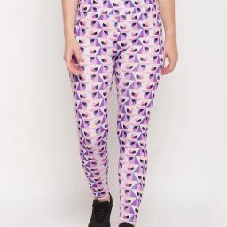 Clovia Purple Printed Active Tights-picture-24