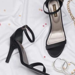 Flat N Heels Women's Black Ankle Strap Stilettos-image-88