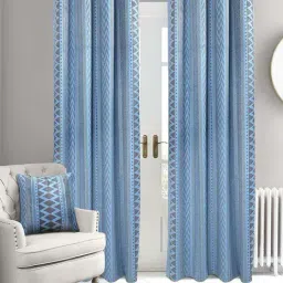 Saral Home Easy Living Blue Polyester 224 GSM Aveda Velvet Boho Curtain-image-37