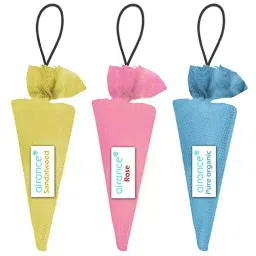 Airance 60 g Each Sandalwood, Pure Organic & Rose Fragrance Hanging Camphor Cone Car Air Freshener Combo (Pack of 3)-image-16