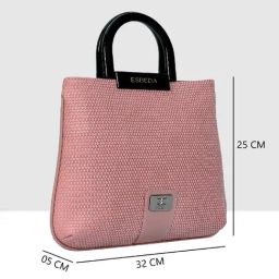 Esbeda Pink Textured Medium Handbag image 2