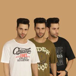 Vimal Jonney Multicolor Regular Fit Printed Crew T-Shirt - Pack of 3-image-44