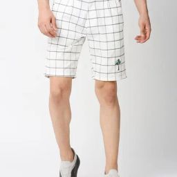 Thomas Scott White Slim Fit Check Shorts-image-94