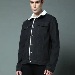 High Star Black Regular Fit Denim Jacket-image-12