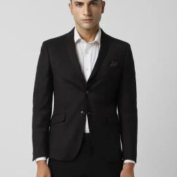 V Dot Black Skinny Fit Blazer-image-37