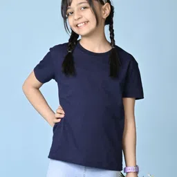 NUSYL Girls Solid Round Neck Cotton T-shirt-picture-35