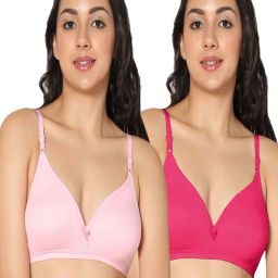 IN CARE Pink & Magenta Cotton T-Shirt Bras - Pack Of 2-image-61