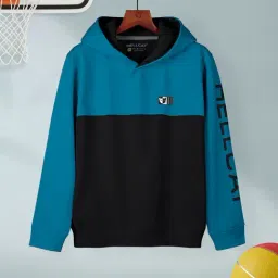 HELLCAT Kids Blue & Black Color Block Full Sleeves Sweatshirt-image-103
