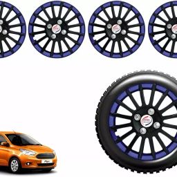 Auto Pearl CBB24 R14  355.6 mm(14 Inch) Press Type Wheel Hubcap with Retention Ring Glossy Black Blue Wheel Cover for ford Figo 1.4L (Set of 4)-image-90