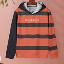 HELLCAT Kids Orange Striped Full Sleeves T-Shirt-image-78