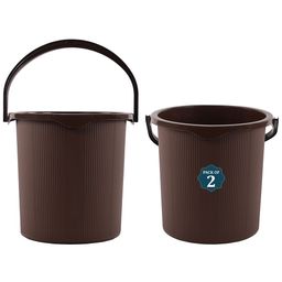Kuber Industries Magnite Brown 2 Pieces Striped Bucket 25L-2