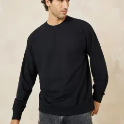 Styli Black Cotton Relaxed Fit Sweatshirt-picture-12