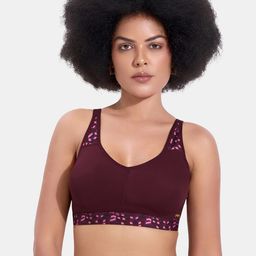 MAROON Full Coverage Removable Padding Workout Bra With All Day Comfort-15