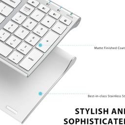 iclever Bluetooth Keyboard BK10, Multi-Device Rechargeable Wireless Keyboard with Number Pad, Ergonomic Design, Ultra-Thin, Minimalist Design Keyboard for Windows iPad iPhone Tablet, Sliver image 4