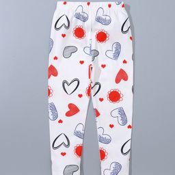 Kookie Kids Full Length Heart Print Leggings - White-image-43