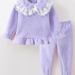 Kookie Kids Full Sleeves Night Suit Solid - Purple-image-41