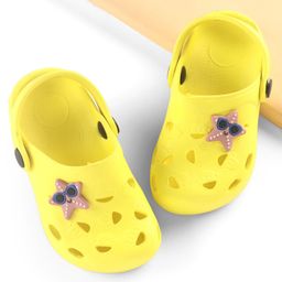 Cute Walk by Babyhug Slip On Clogs with Starfish Applique & Back Strap Closure - Yellow-image-85