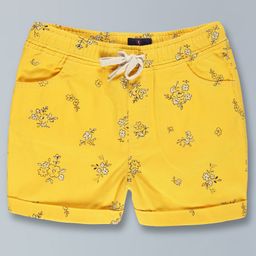Kiddopanti Floral Printed Roll Up Hot Shorts - Yellow-image-47