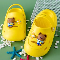 Babyoye Back Strap Closure Clogs with Bear Applique - Yellow-picture-11