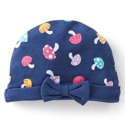 Babyhug 100% Cotton Cap with Mushroom Printed - Navy Blue-image-9