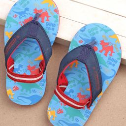 Cute Walk by Babyhug Slip On Flip Flops Dino Print-  Blue-image-52