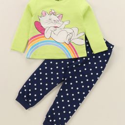 Babyhug Disney Single Jersey Half Sleeves Shorts Set With Marie Graphics - Multicolour-picture-34