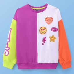 Pine Kids Cotton Knit Full Sleeves Drop Shoulder Sweatshirt with Cut & Sew Design & Patch Detailing - Multicolour-image-85