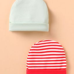 Ben Benny Interlock Knit Caps With Stripes Pack of 2 White & Pastel Green - Diameter 10 cm-5