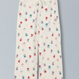 Plum Tree Cotton Floral Printed Trousers - Cream-image-1