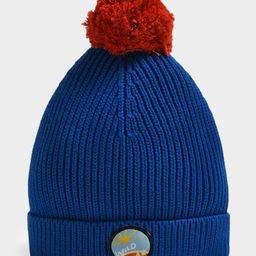 Mi Arcus 100% Cotton Solid Pom Pom With Wild Text Patch Embroidered Cap - Blue-14