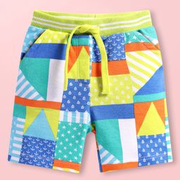 Babyhug Terry Knit Mid Thigh Shorts with Nautical Theme Print - White-image-11