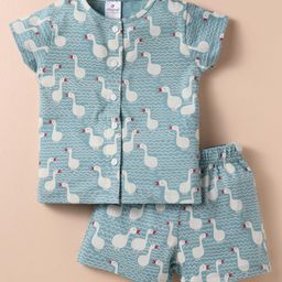 Ollypop Sinker Half Sleeves Shorts Night Suit with Duck Print - Light Blue-image-84