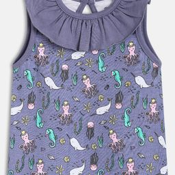 MINI KLUB Cotton Sleeveless Sea Life Theme Printed Knit Top - Purple-picture-47