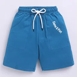 Kidcity Soft Cotton Sinker Come & Play Text Printed Shorts - Teal Blue-picture-4