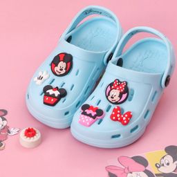 Disney by Yellow Bee Solid Perforated Mickey & Minnie Mouse Clogs With Bow Gloves & Cupcake Charms - Light Blue-picture-28