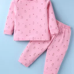 Tango Interlock Knit Full Sleeves Co-ords Night Suit with Bunny Print - Pink-picture-49