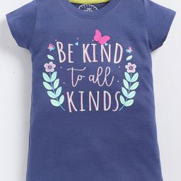Parrot Crow Cotton Knit Short Sleeves Be Kind To All Kind Text Printed Tee - Navy Blue-picture-5