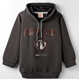 Rikidoos Full Sleeves Typography Printed Hoodie - Dark Grey-picture-33