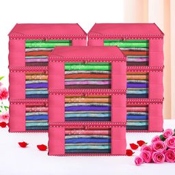 Kuber Industries Pink 9 Pieces Foldable Drawer Organisers image 1
