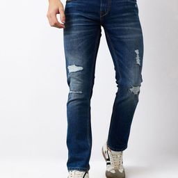 SPYKAR Men Low Distress Regular Fit Light Fade Stretchable Jeans-picture-7