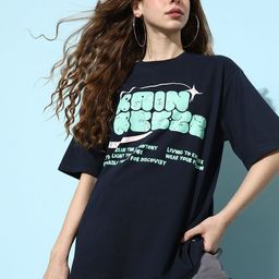 The Roadster Life Co. Typography Printed Drop-Shoulder Sleeves Oversized Fit T-shirt-image-65