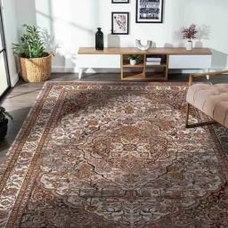 Obsessions Medium Beige Anti-Static Traditional Machine Made Medallion Neo Classical Carpet - Large-image-19