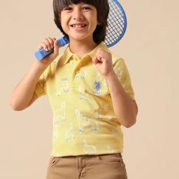 U.S. Polo Assn. Boys Yellow Cotton Printed Polo T-Shirt-picture-12