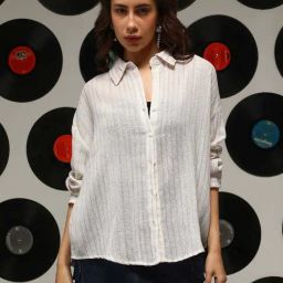 Campus Sutra Off White Cotton Regular Fit Striped Shirt-picture-5