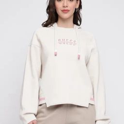 Guess Off White Embroidered Full Sleeve Hood-picture-8