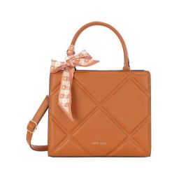 LAVIE LUXE Quare25 Tan Quilted Medium Leather Satchel Handbag-image-40