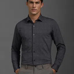 Louis Philippe Men Spread Collar Geometric Printed Cotton Slim Fit Formal Shirt-image-50