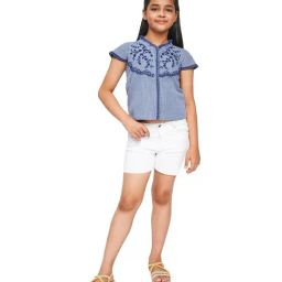 Global Desi Girl Blue Checks Top-image-81