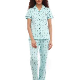 Nite Flite Blue & Black Printed Shirt With Pyjamas-image-67