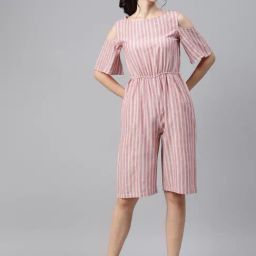 Cottinfab Cotton Pink Striped Jumpsuit-image-80